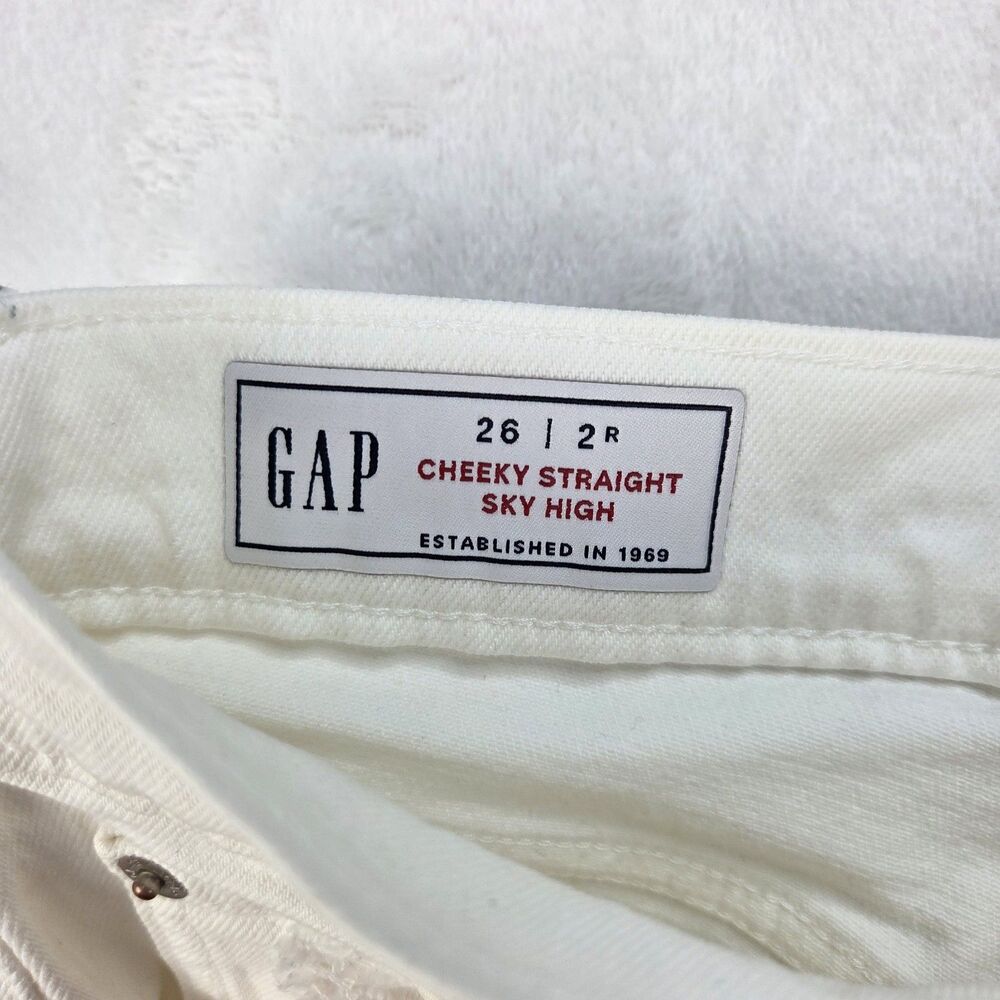 Gap Cheeky Straight Sky High White Jeans Womens Size 26 Regular - Picture 7 of 13